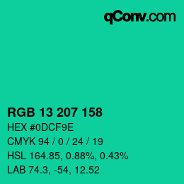 Color code: RGB 13 207 158 | qconv.com