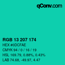Color code: RGB 13 207 174 | qconv.com