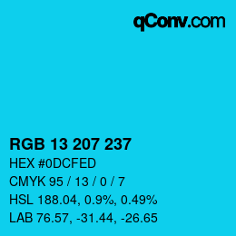 颜色代码: RGB 13 207 237 | qconv.com