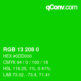 Color code: RGB 13 208 0 | qconv.com