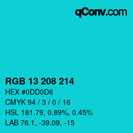 Color code: RGB 13 208 214 | qconv.com