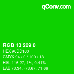 Color code: RGB 13 209 0 | qconv.com