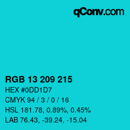 Color code: RGB 13 209 215 | qconv.com