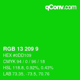 カラーコード: RGB 13 209 9 | qconv.com