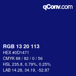 Color code: RGB 13 20 113 | qconv.com