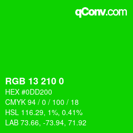 Color code: RGB 13 210 0 | qconv.com