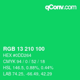 Color code: RGB 13 210 100 | qconv.com