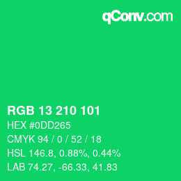 Color code: RGB 13 210 101 | qconv.com