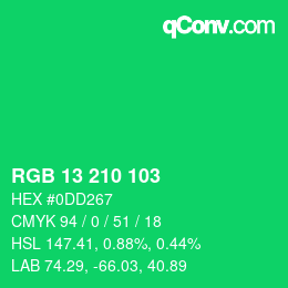 Color code: RGB 13 210 103 | qconv.com