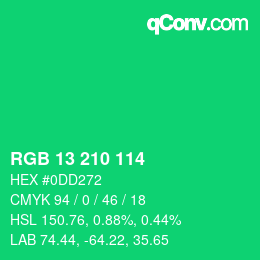 カラーコード: RGB 13 210 114 | qconv.com
