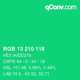 Color code: RGB 13 210 118 | qconv.com