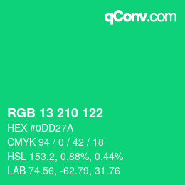 Color code: RGB 13 210 122 | qconv.com
