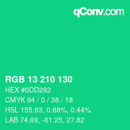 カラーコード: RGB 13 210 130 | qconv.com