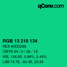Color code: RGB 13 210 134 | qconv.com