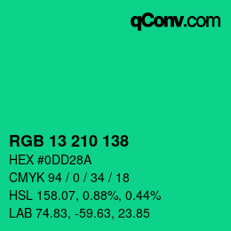 Color code: RGB 13 210 138 | qconv.com