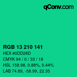 Color code: RGB 13 210 141 | qconv.com