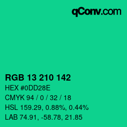 Farbcode: RGB 13 210 142 | qconv.com