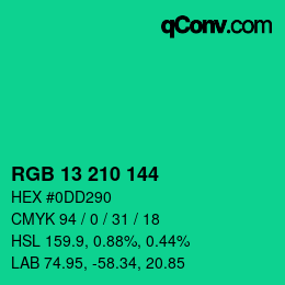 Color code: RGB 13 210 144 | qconv.com