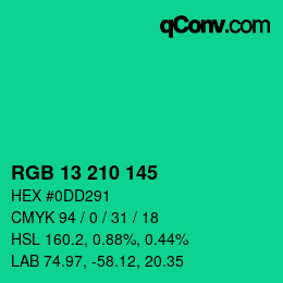 Color code: RGB 13 210 145 | qconv.com