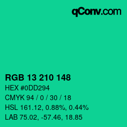 Color code: RGB 13 210 148 | qconv.com