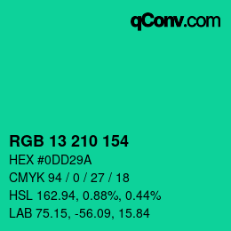 Color code: RGB 13 210 154 | qconv.com