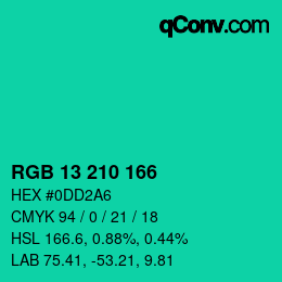 Color code: RGB 13 210 166 | qconv.com