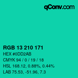 Color code: RGB 13 210 171 | qconv.com