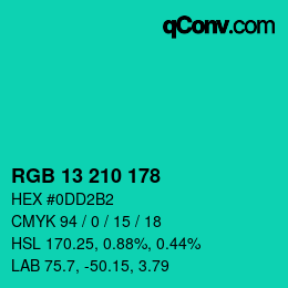 Color code: RGB 13 210 178 | qconv.com