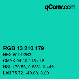 Color code: RGB 13 210 179 | qconv.com