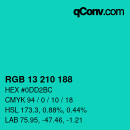 Color code: RGB 13 210 188 | qconv.com