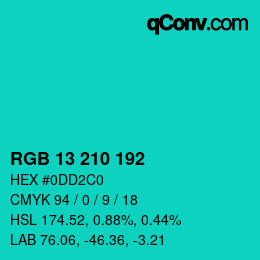 Color code: RGB 13 210 192 | qconv.com