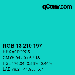 Color code: RGB 13 210 197 | qconv.com