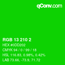 Color code: RGB 13 210 2 | qconv.com