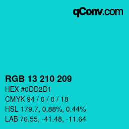 Color code: RGB 13 210 209 | qconv.com