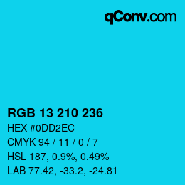 Color code: RGB 13 210 236 | qconv.com