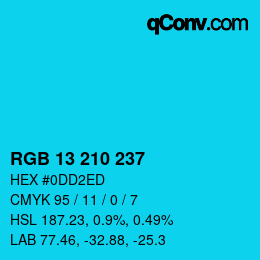 Farbcode: RGB 13 210 237 | qconv.com