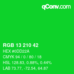 Color code: RGB 13 210 42 | qconv.com