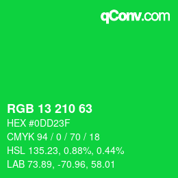 Color code: RGB 13 210 63 | qconv.com
