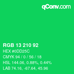 Color code: RGB 13 210 92 | qconv.com