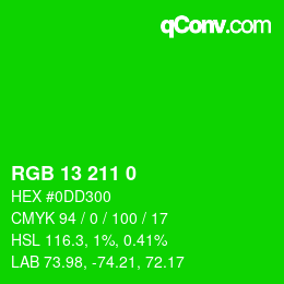 Color code: RGB 13 211 0 | qconv.com