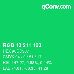 颜色代码: RGB 13 211 103 | qconv.com