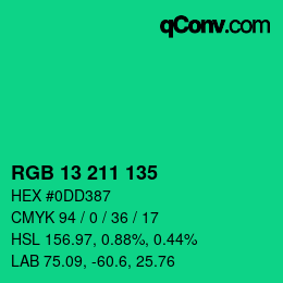 Color code: RGB 13 211 135 | qconv.com