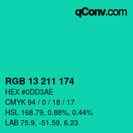 Color code: RGB 13 211 174 | qconv.com