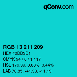 Color code: RGB 13 211 209 | qconv.com