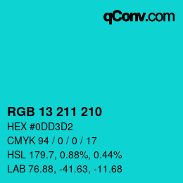 Color code: RGB 13 211 210 | qconv.com