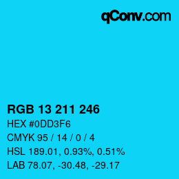 Color code: RGB 13 211 246 | qconv.com