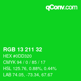 Color code: RGB 13 211 32 | qconv.com