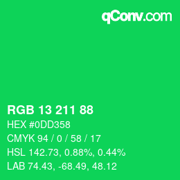 Color code: RGB 13 211 88 | qconv.com