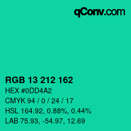 Color code: RGB 13 212 162 | qconv.com
