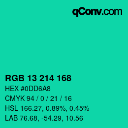 Color code: RGB 13 214 168 | qconv.com